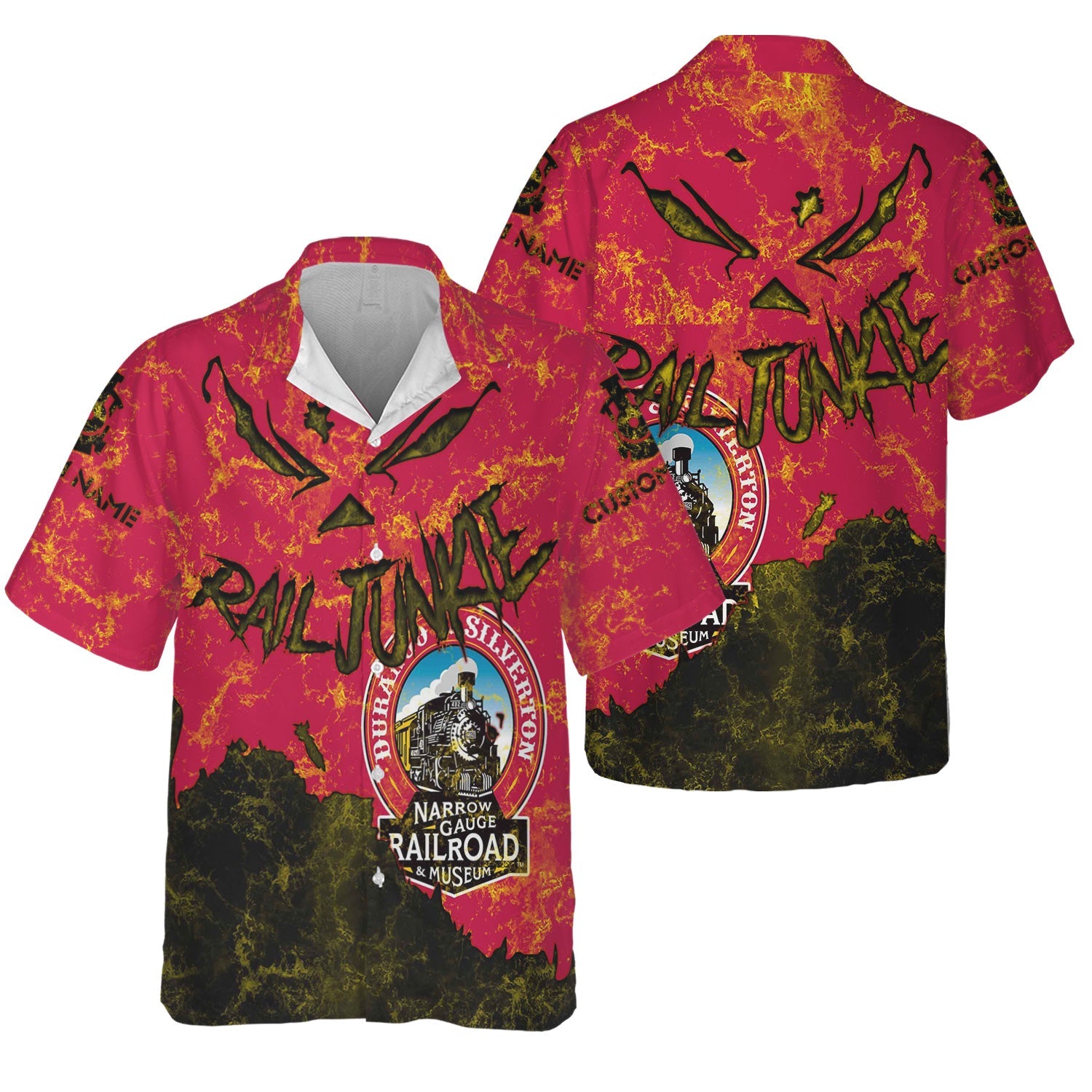 Railspirit Personalized Durango And Silverton Narrow Gauge Railroad Hawaiian Shirt Torn Graphic Style Train Shirt For Rail Junkie