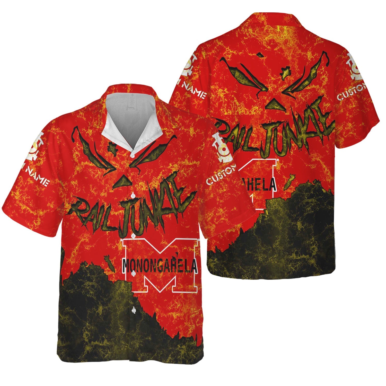 Railspirit Personalized Monongahela Railroad Hawaiian Shirt Torn Graphic Style Train Shirt For Rail Junkie