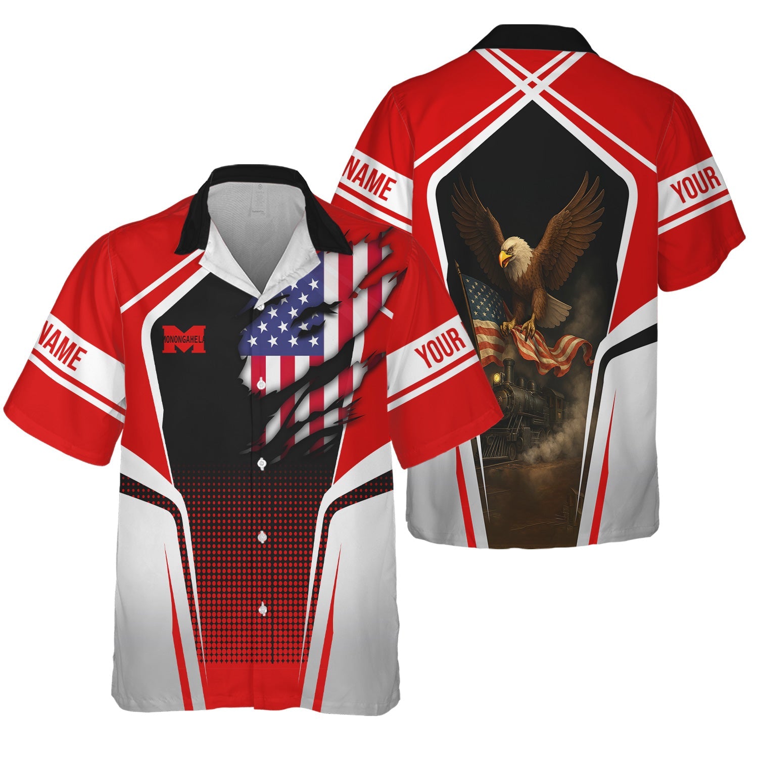 Railspirit Personalized Monongahela Railroad Hawaiian Shirt American Eagle Vintage Train Shirt