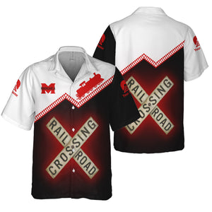 Railspirit Personalized Monongahela Railroad Hawaiian Shirt Railroad Crossing Printed Train Track Shirt