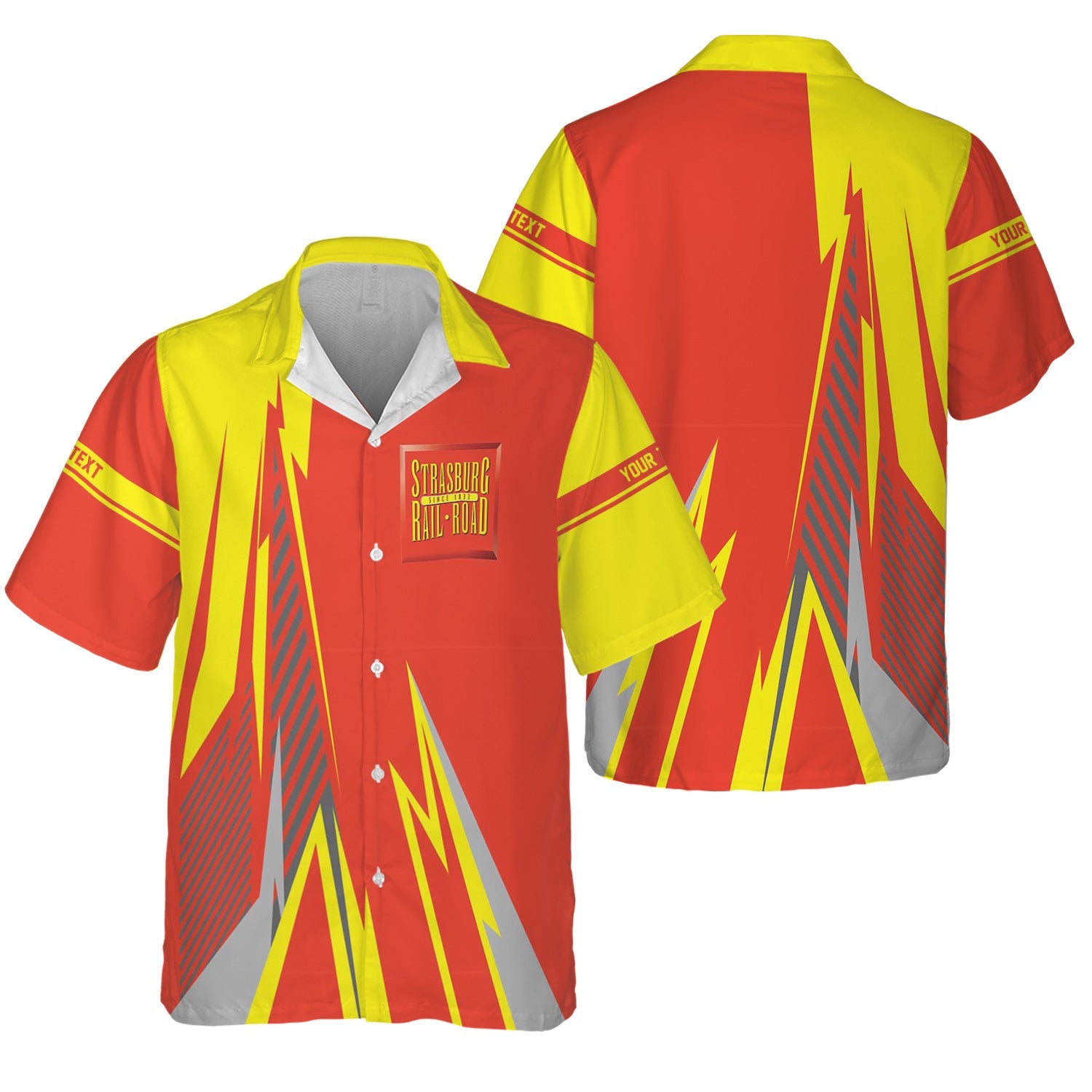 Railspirit Personalized Strasburg Railroad Hawaiian Shirt Lightning-Inspired Railway Style Shirt For Train Lovers