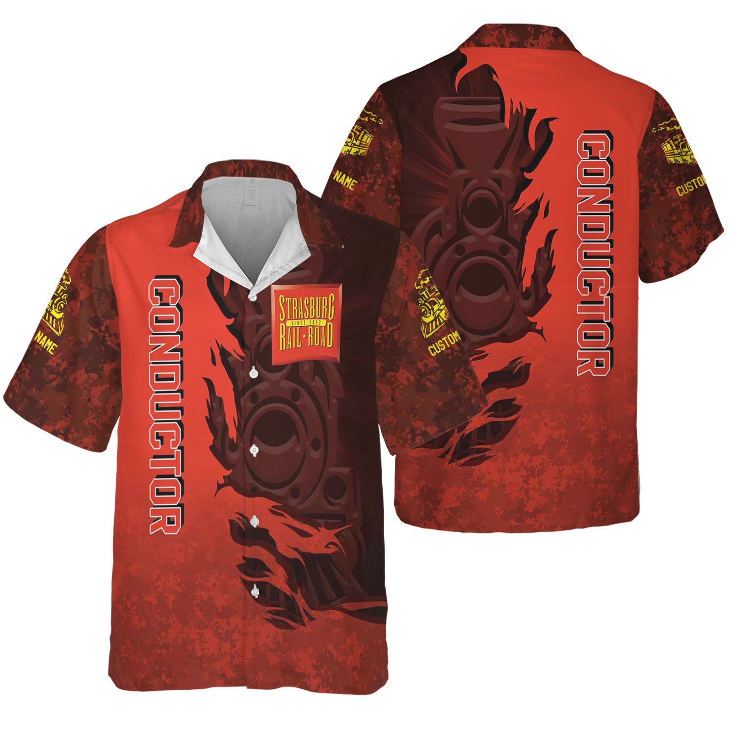 Railspirit Personalized Strasburg Railroad Hawaiian Shirt Blazing Style with Custom Position Train Shirt
