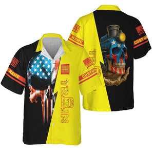 Railspirit Personalized Strasburg Railroad Hawaiian Shirt Train Skull American Flag Shirt All Over Print