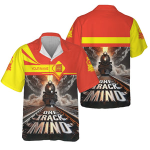 Railspirit Personalized Strasburg Railroad Hawaiian Shirt One Track Mind Train Printed Shirt