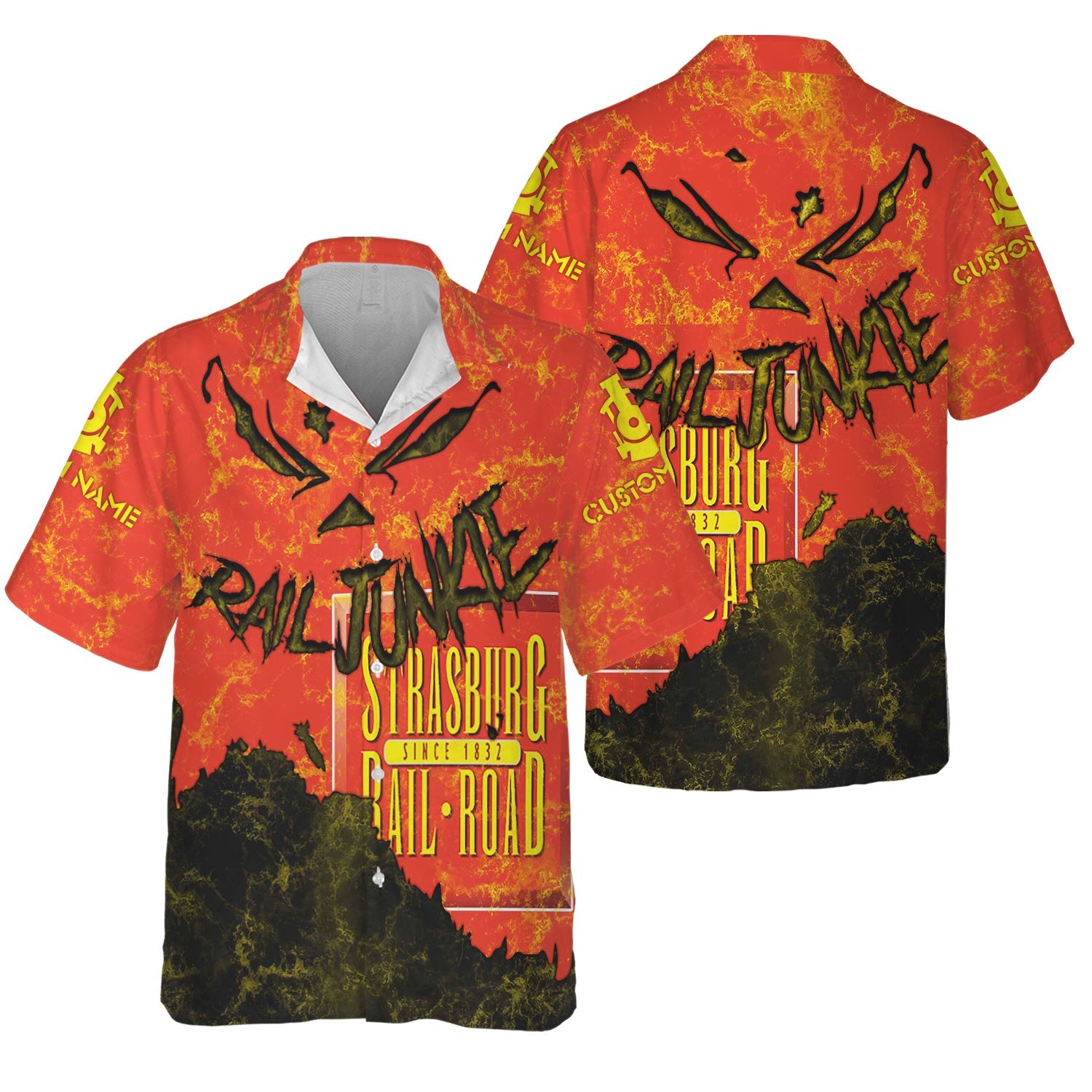 Railspirit Personalized Strasburg Railroad Hawaiian Shirt Torn Graphic Style Train Shirt For Rail Junkie