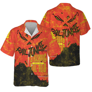 Railspirit Personalized Strasburg Railroad Hawaiian Shirt Torn Graphic Style Train Shirt For Rail Junkie