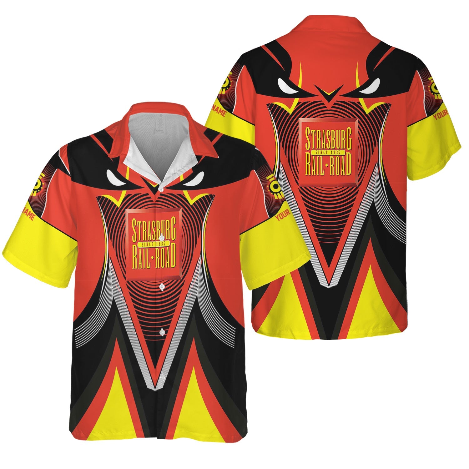 Railspirit Personalized Strasburg Railroad Hawaiian Shirt Vibrant Graphic Pattern Shirt For Train Enthusiasts