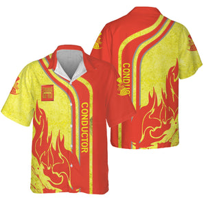 Railspirit Personalized Strasburg Railroad Hawaiian Shirt Flame Design with Custom Job Position Train Shirt