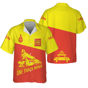 Railspirit Personalized Strasburg Railroad Hawaiian Shirt One Track Mind Unisex Train Shirt Gift Idea For Train Lover