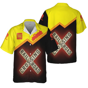 Railspirit Personalized Strasburg Railroad Hawaiian Shirt Railroad Crossing Printed Train Track Shirt