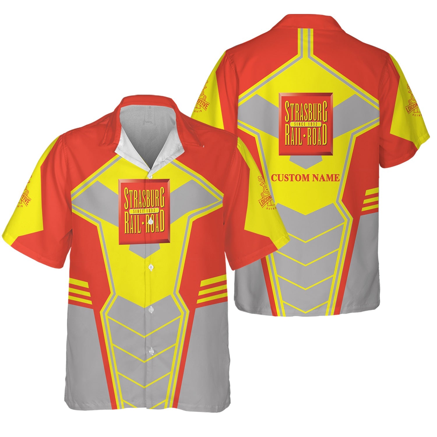 Railspirit Personalized Strasburg Railroad Hawaiian Shirt Engine-Inspired Style Train Shirt for Railroad Fanatic