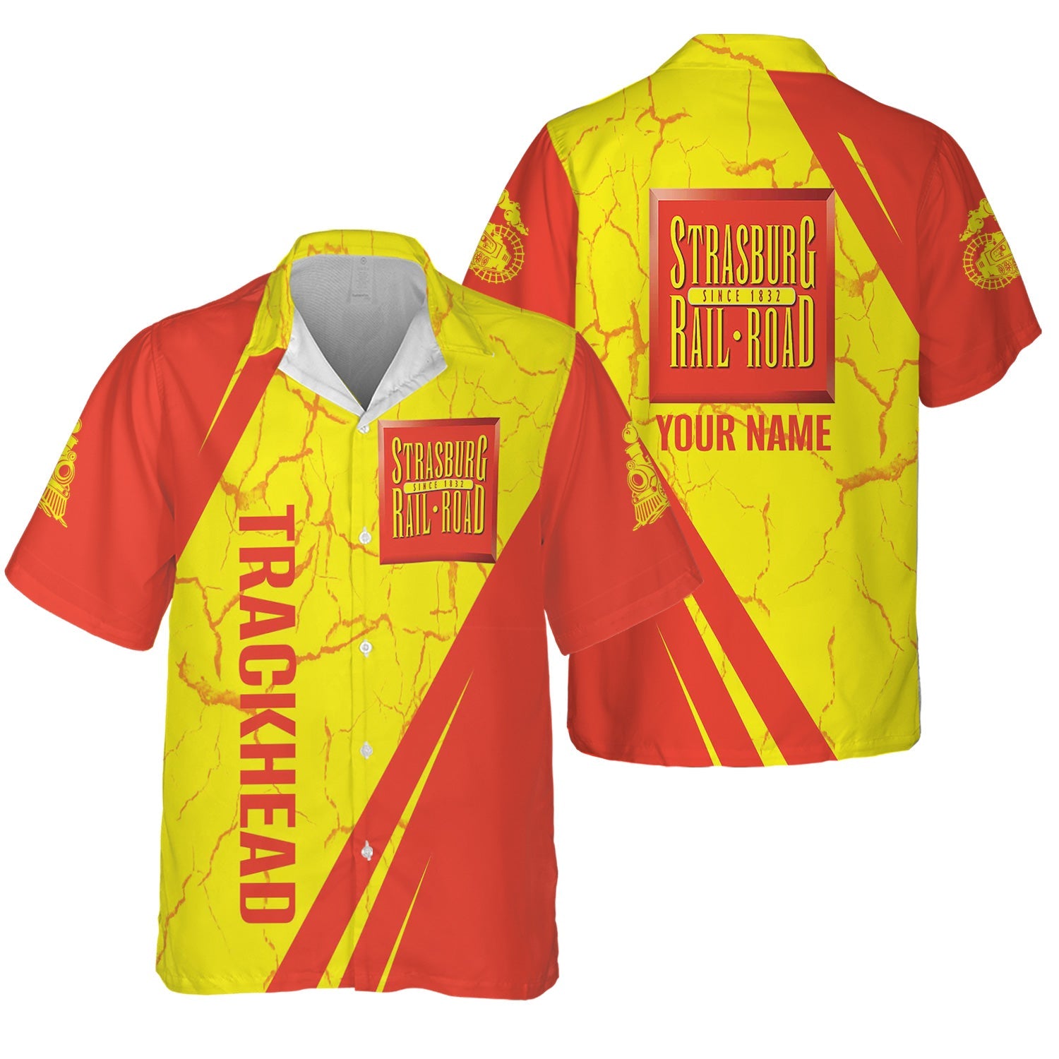 Railspirit Personalized Strasburg Railroad Hawaiian Shirt Crackle Texture Style Shirt For Trackhead