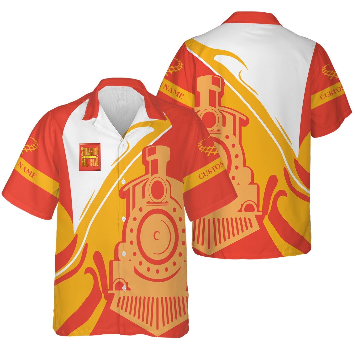 Railspirit Personalized Strasburg Railroad Hawaiian Shirt Flame-Inspired Style Shirt Gift Idea For Train Lovers