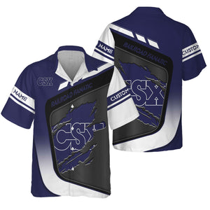 Railspirit Personalized CSX Transportation Railroad Hawaiian Shirt Ripped Texture Style Train Shirt For Railroad Fanatic