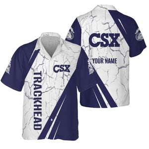 Railspirit Personalized CSX Transportation Railroad Hawaiian Shirt Crackle Texture Style Shirt For Trackhead