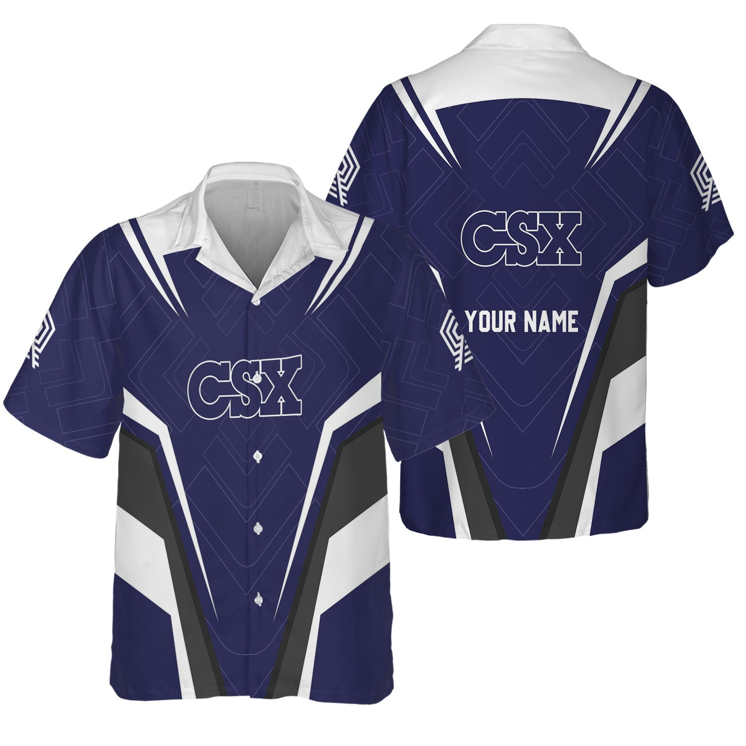 Railspirit Personalized CSX Transportation Railroad Hawaiian Shirt Railway Inspired Apparel Train Shirt For Train Lovers