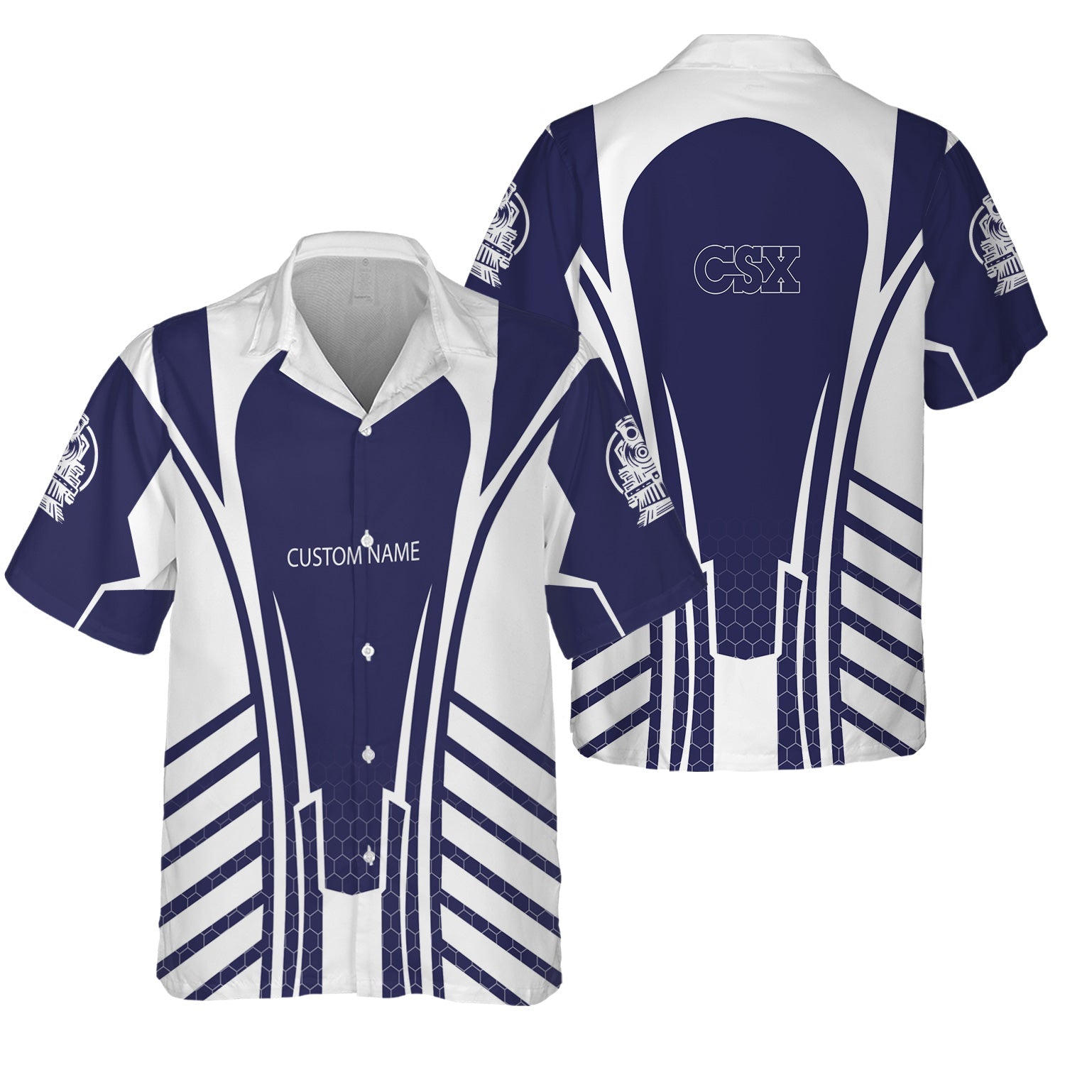 Railspirit Personalized CSX Transportation Railroad Hawaiian Shirt Striped Railroad Style Train Shirt All Over Print