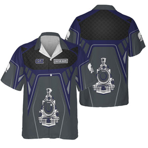 Railspirit Personalized CSX Transportation Railroad Hawaiian Shirt Steam Locomotive Engine Graphic Train Shirt All Over Print