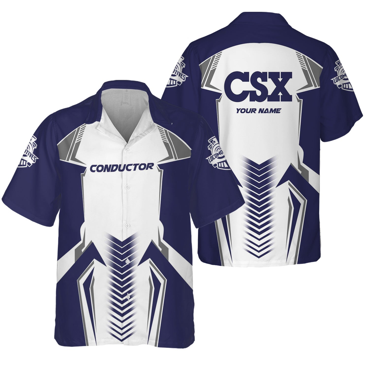 Railspirit Personalized CSX Transportation Railroad Hawaiian Shirt Standout Style with Custom Position Train Shirt