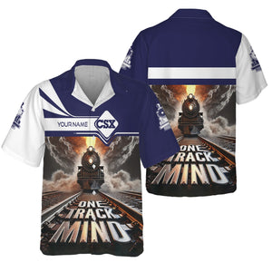 Railspirit Personalized CSX Transportation Railroad Hawaiian Shirt One Track Mind Train Printed Shirt