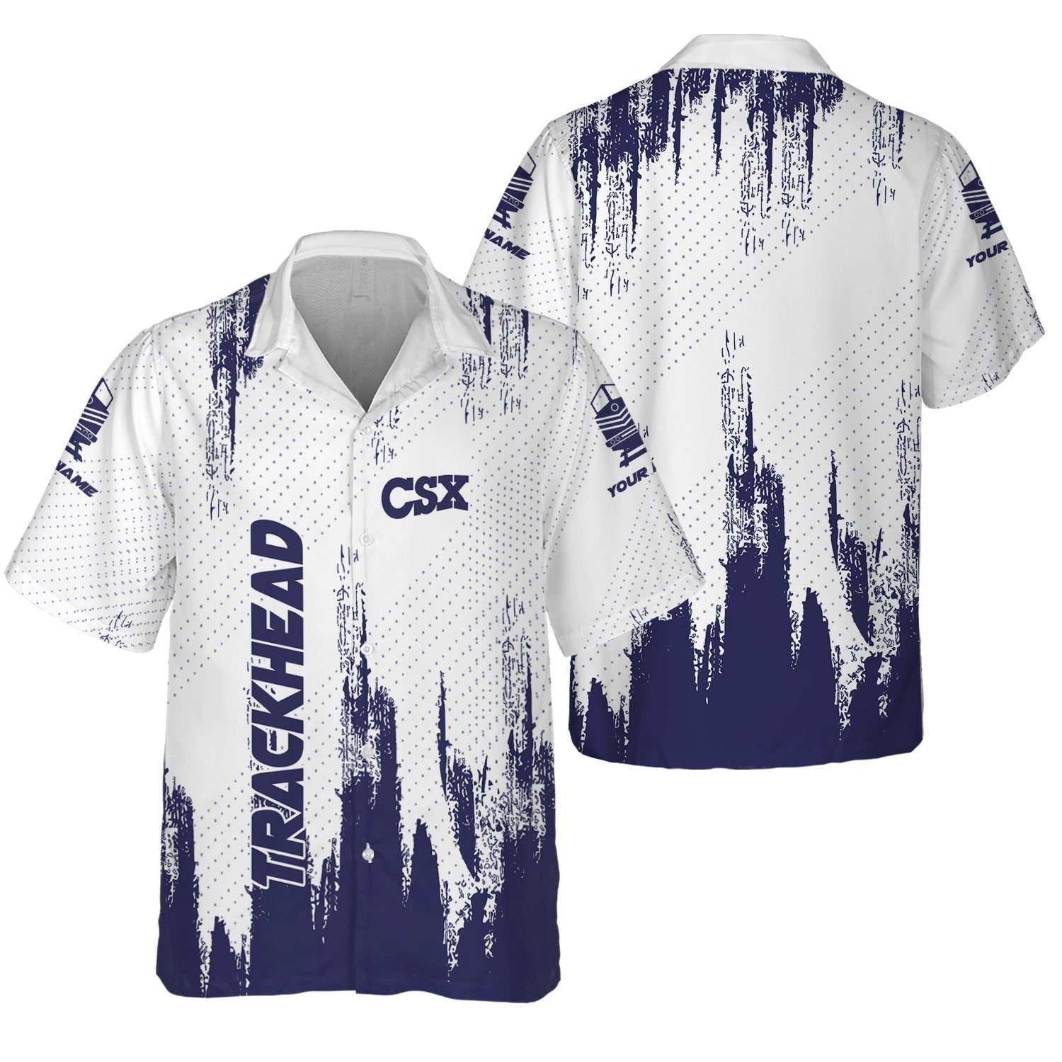 Railspirit Personalized CSX Transportation Railroad Hawaiian Shirt Paint Impact Design Train Shirt for Trackhead