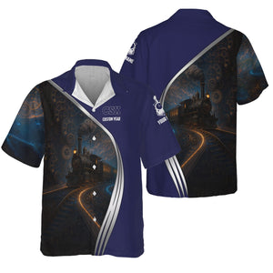 Railspirit Personalized CSX Transportation Railroad Hawaiian Shirt Steampunk Locomotive with Custom Year Train Shirt