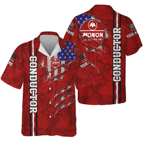 Railspirit Personalized Monon Railroad Hawaiian Shirt USA Flag Claw Art with Custom Job Train Shirt