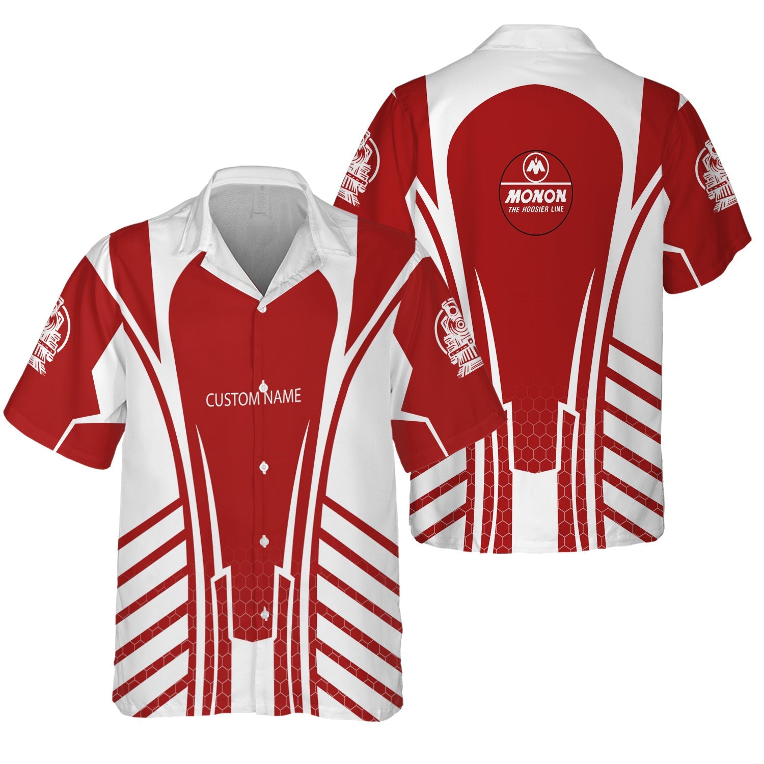 Railspirit Personalized Monon Railroad Hawaiian Shirt Striped Railroad Style Train Shirt All Over Print