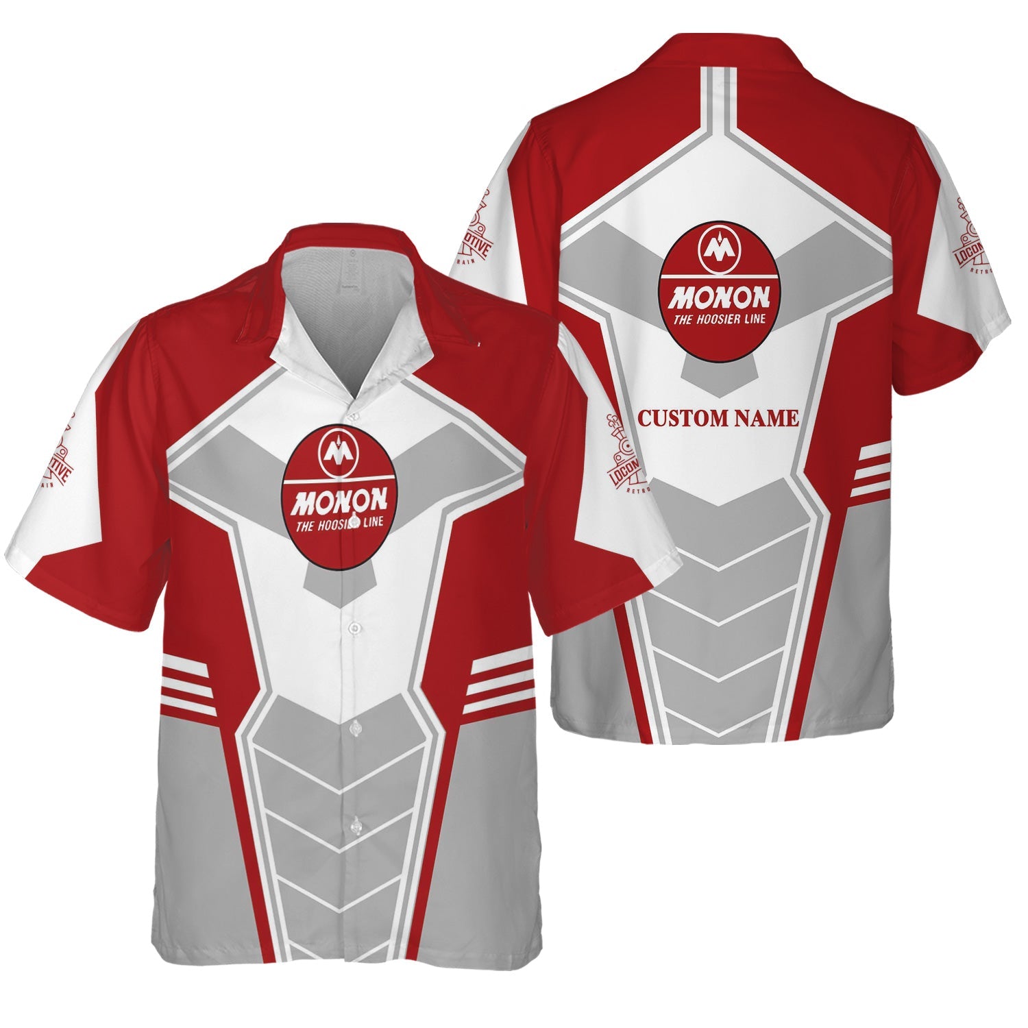 Railspirit Personalized Monon Railroad Hawaiian Shirt Engine-Inspired Style Train Shirt for Railroad Fanatic