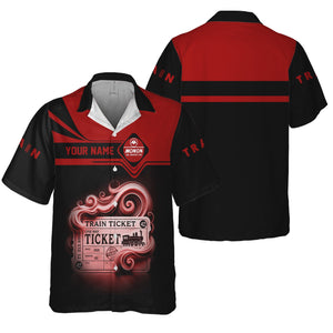 Railspirit Personalized Monon Railroad Hawaiian Shirt Train Ticket  American Locomotive Printed Train