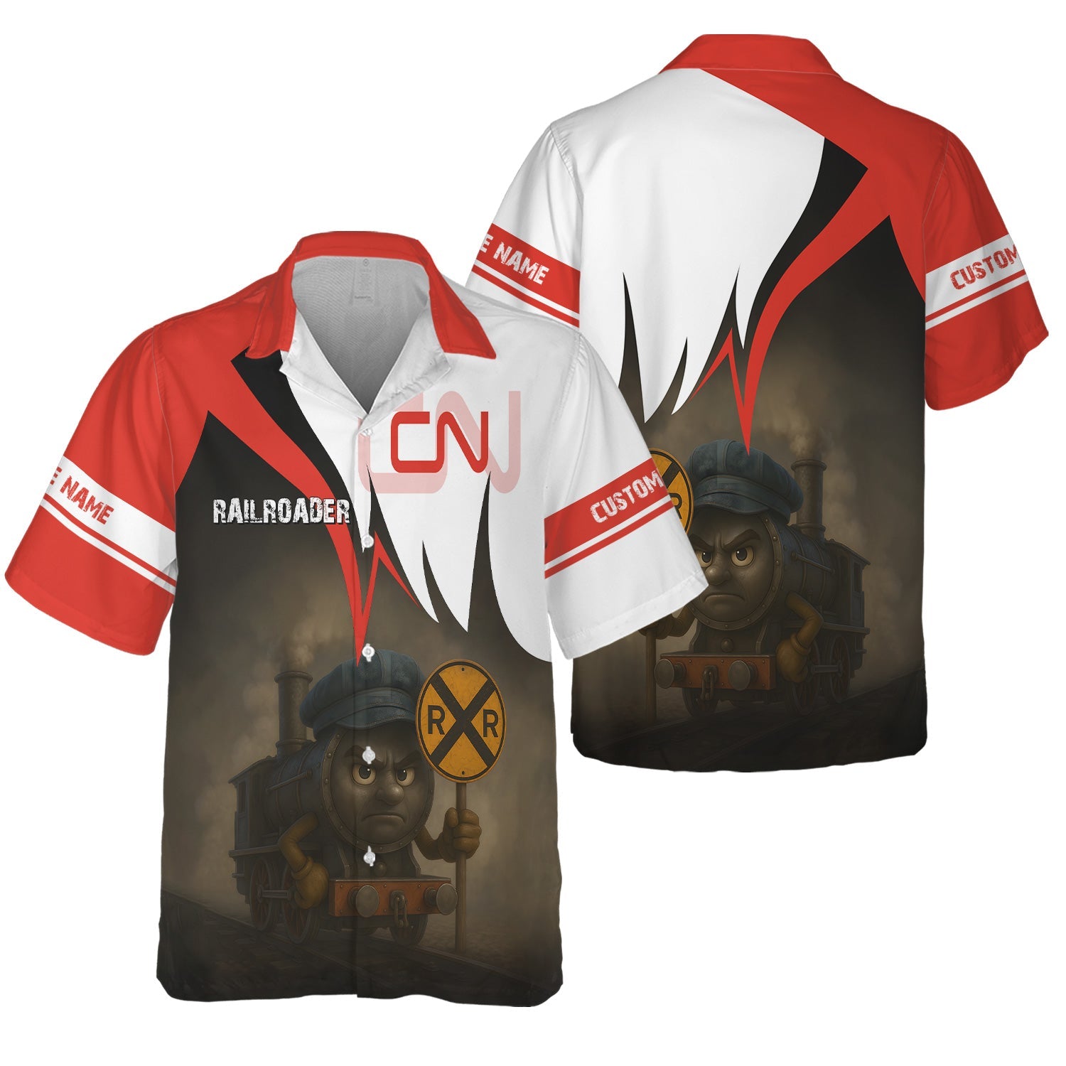 Railspirit Personalized Canadian National Railroad Hawaiian Shirt Angry Train Hawaiian Shirt Gift Idea For Train Lover