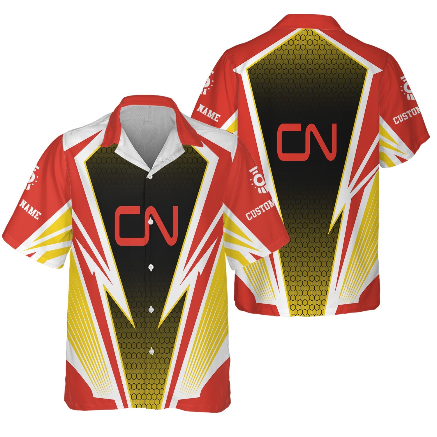 Railspirit Personalized Canadian National Railroad Hawaiian Shirt Lightning Graphic Style Shirt Gift Idea For Train Lover