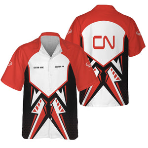 Railspirit Personalized Canadian National Railroad Hawaiian Shirt Vibriant Style with Custom Position Train Shirt
