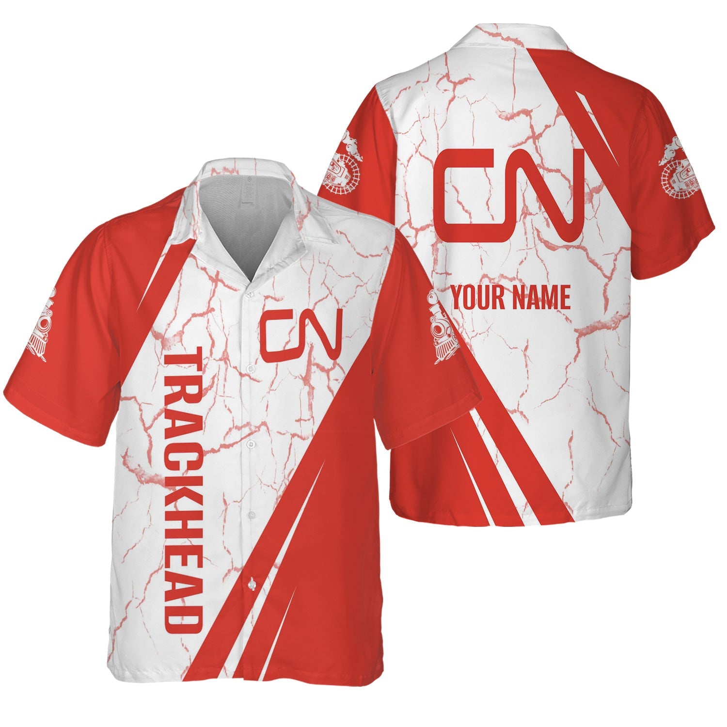 Railspirit Personalized Canadian National Railroad Hawaiian Shirt Crackle Texture Style Shirt For Trackhead
