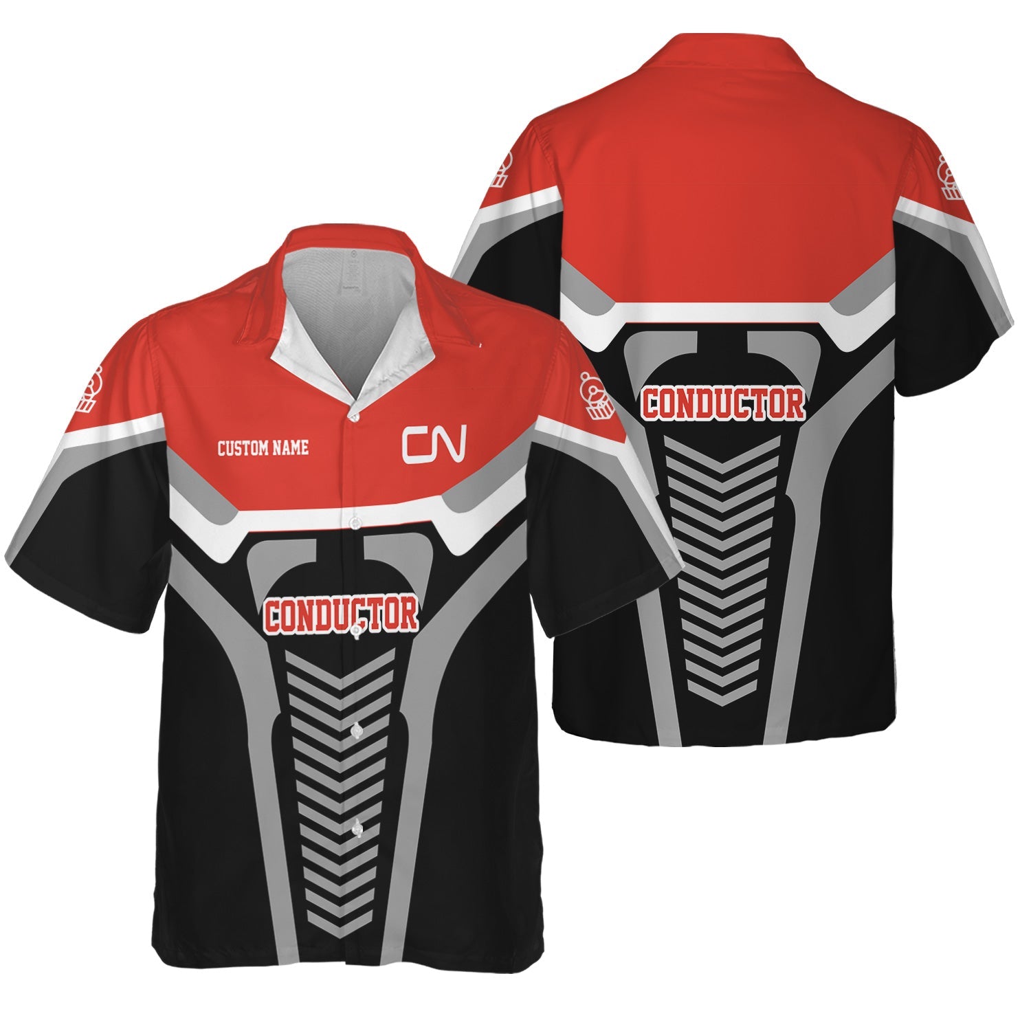 Railspirit Personalized Canadian National Railroad Hawaiian Shirt Track-Inspired with Custom Job Position Train Shirt