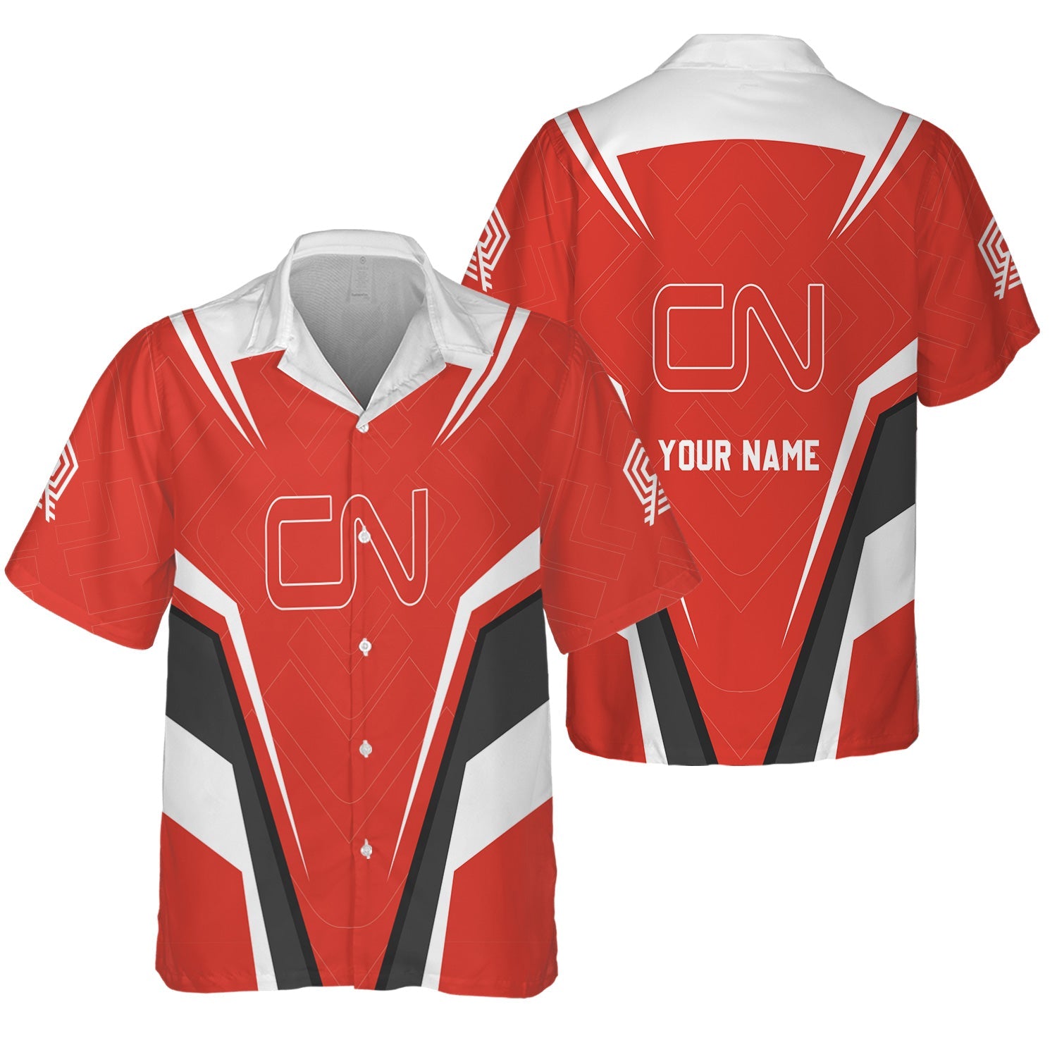 Railspirit Personalized Canadian National Railroad Hawaiian Shirt Railway Inspired Apparel Train Shirt For Train Lovers