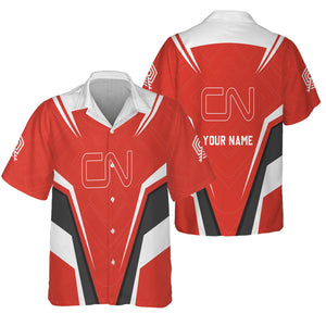 Railspirit Personalized Canadian National Railroad Hawaiian Shirt Railway Inspired Apparel Train Shirt For Train Lovers