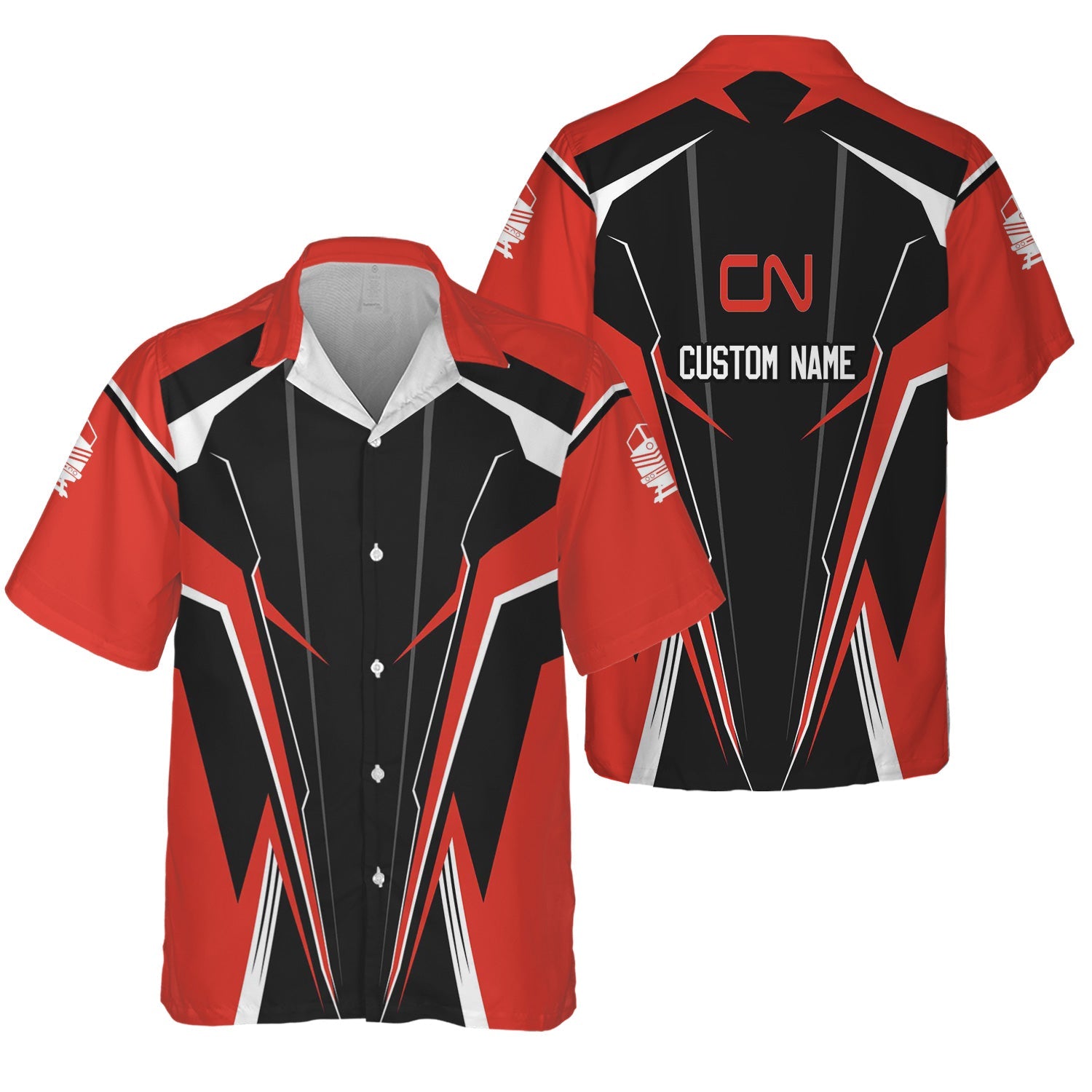 Railspirit Personalized Canadian National Railroad Hawaiian Shirt Lightning-Edge Design Train Shirt For Railroad Lovers