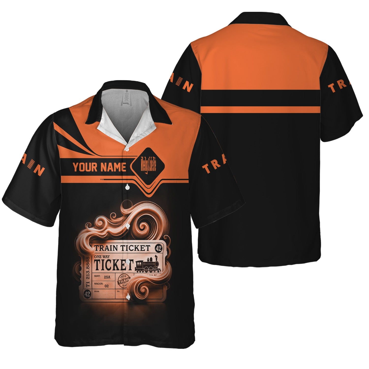 Railspirit Personalized Wheeling And Lake Erie Railroad Hawaiian Shirt Train Ticket  American Locomotive Printed Train