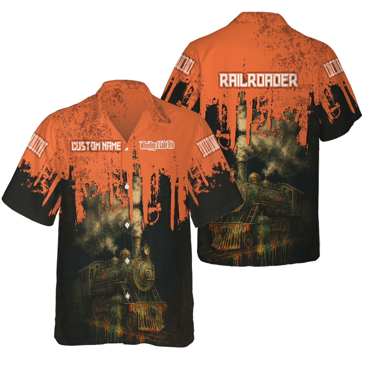 Railspirit Personalized Wheeling And Lake Erie Railroad Hawaiian Shirt Vintage Train Art Style Shirt For Locomotive Fans