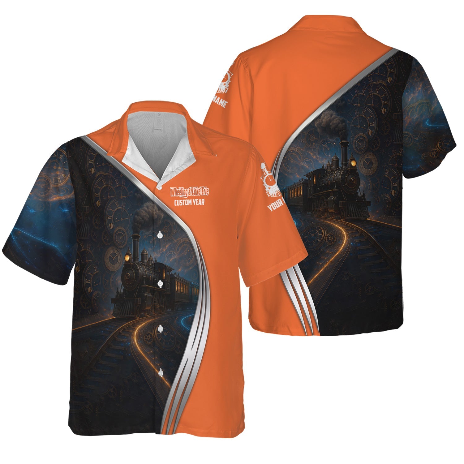 Railspirit Personalized Wheeling And Lake Erie Railroad Hawaiian Shirt Steampunk Locomotive with Custom Year Train Shirt