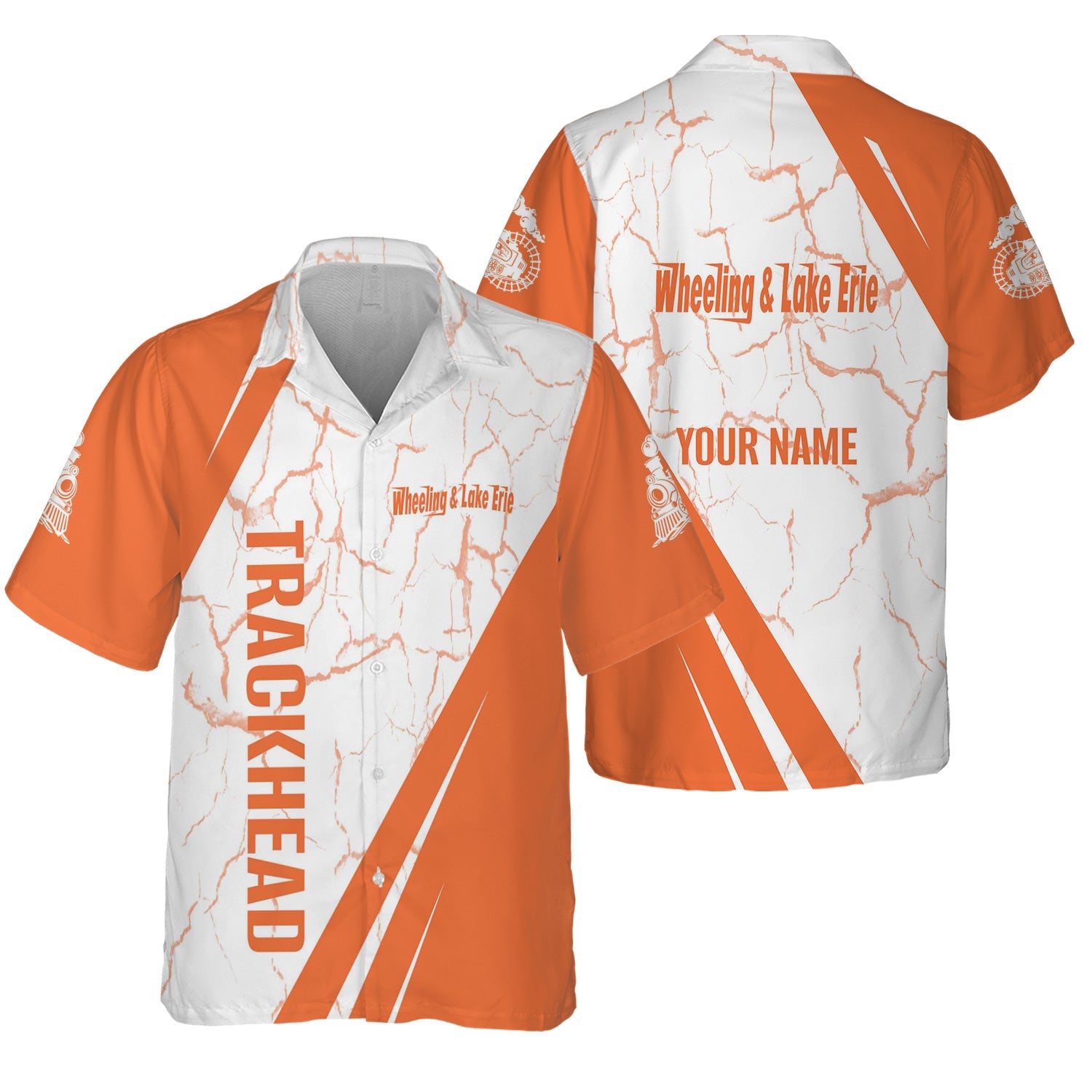 Railspirit Personalized Wheeling And Lake Erie Railroad Hawaiian Shirt Crackle Texture Style Shirt For Trackhead