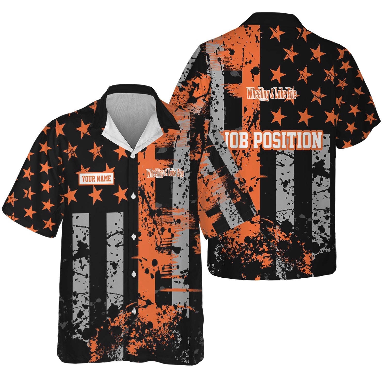 Railspirit Personalized Wheeling And Lake Erie Railroad Hawaiian Shirt Artistic Paint American Flag Style Train Shirt