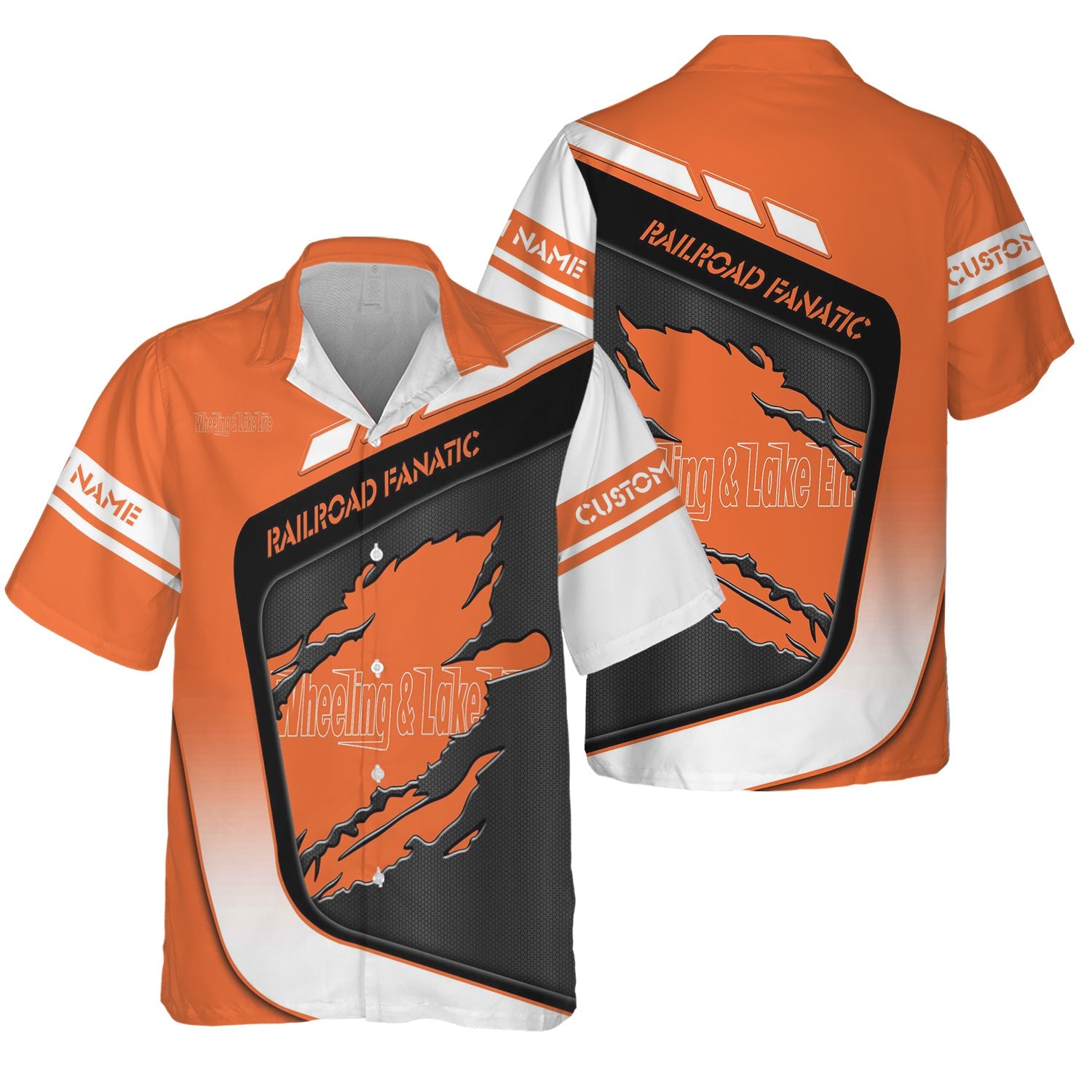 Railspirit Personalized Wheeling And Lake Erie Railroad Hawaiian Shirt Ripped Texture Style Train Shirt For Railroad Fanatic