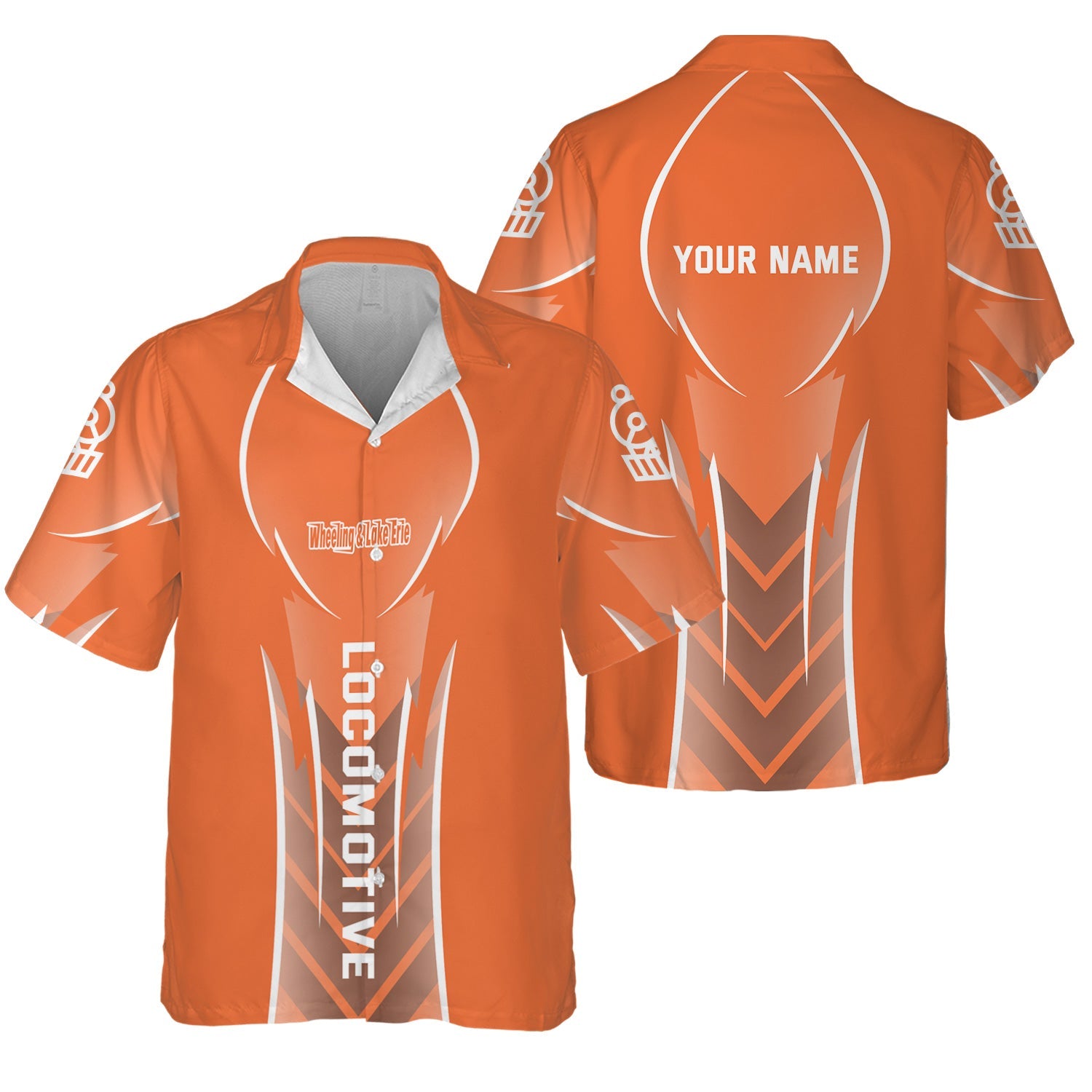 Railspirit Personalized Wheeling And Lake Erie Railroad Hawaiian Shirt Striking Line Style Train Shirt For Locomotive Lovers