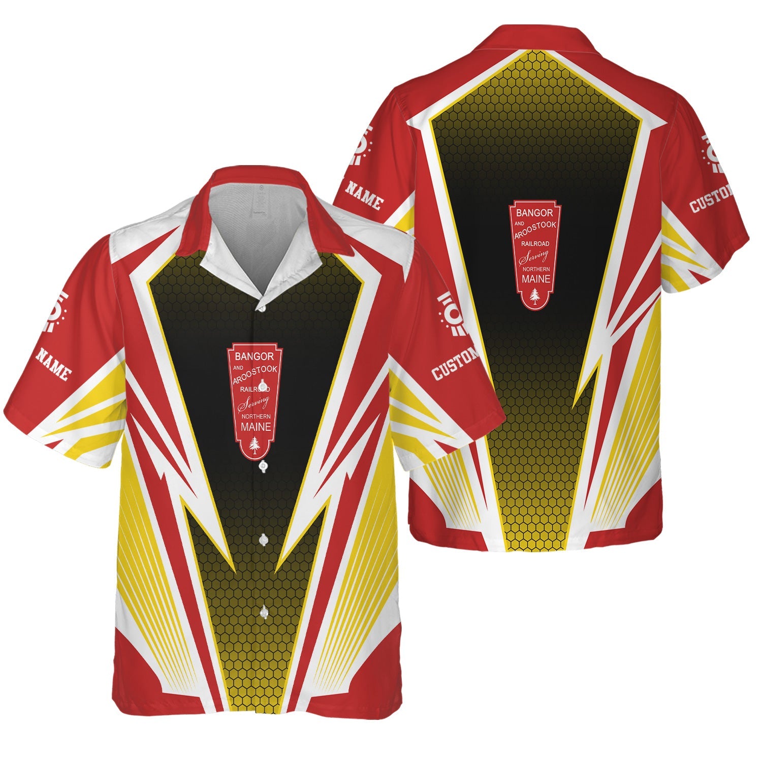 Railspirit Personalized Bangor And Aroostook Railroad Hawaiian Shirt Lightning Graphic Style Shirt Gift Idea For Train Lover