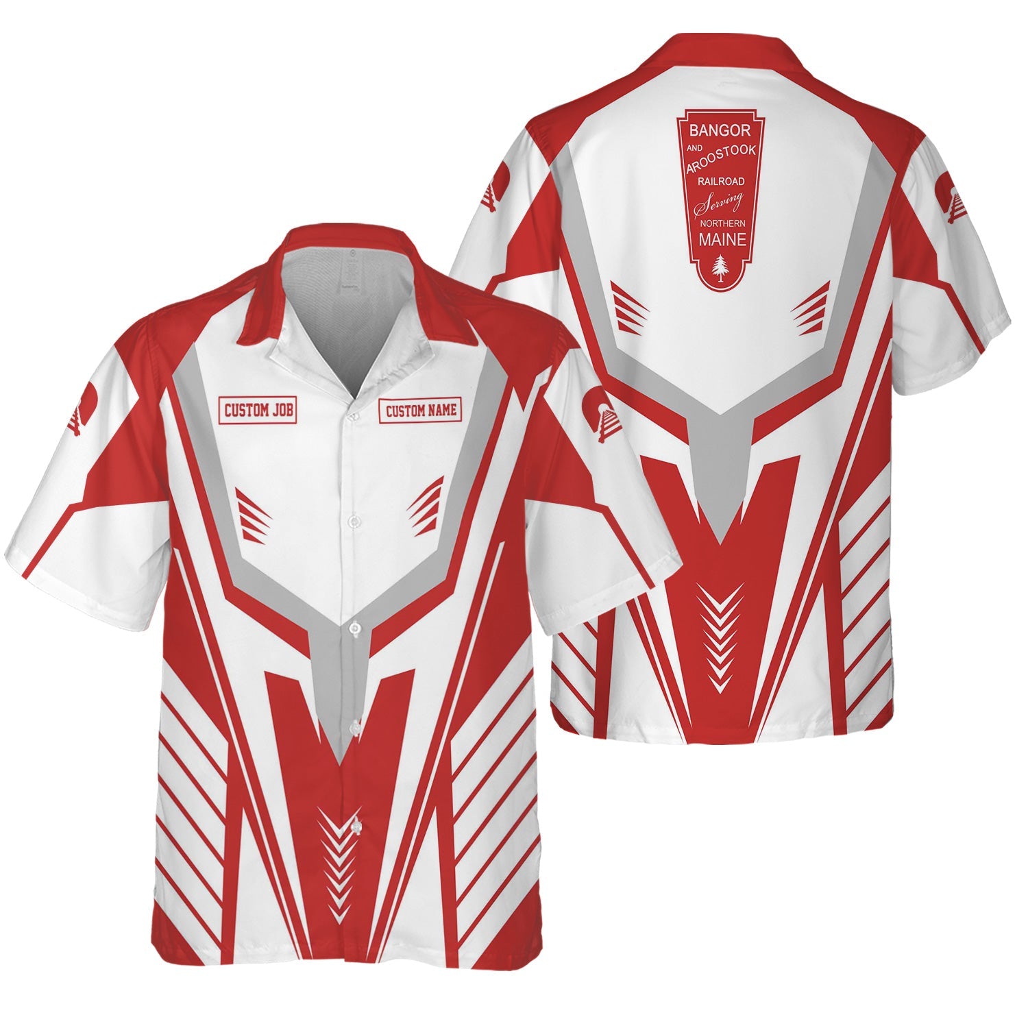 Railspirit Personalized Bangor And Aroostook Railroad Hawaiian Shirt Workwear-Inspired with Custom Position Train Shirt