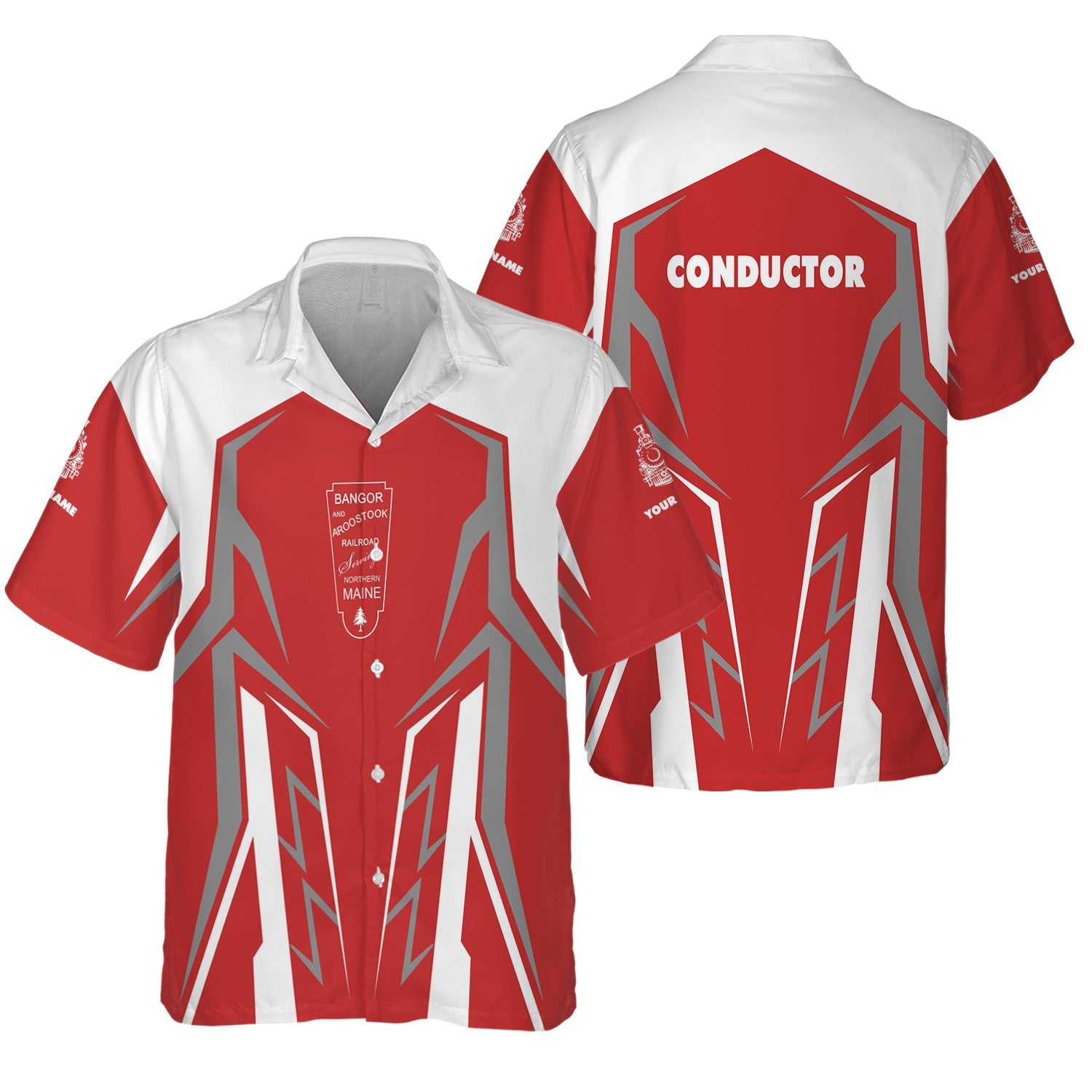 Railspirit Personalized Bangor And Aroostook Railroad Hawaiian Shirt Futuristic Design with Custom Job Train Shirt