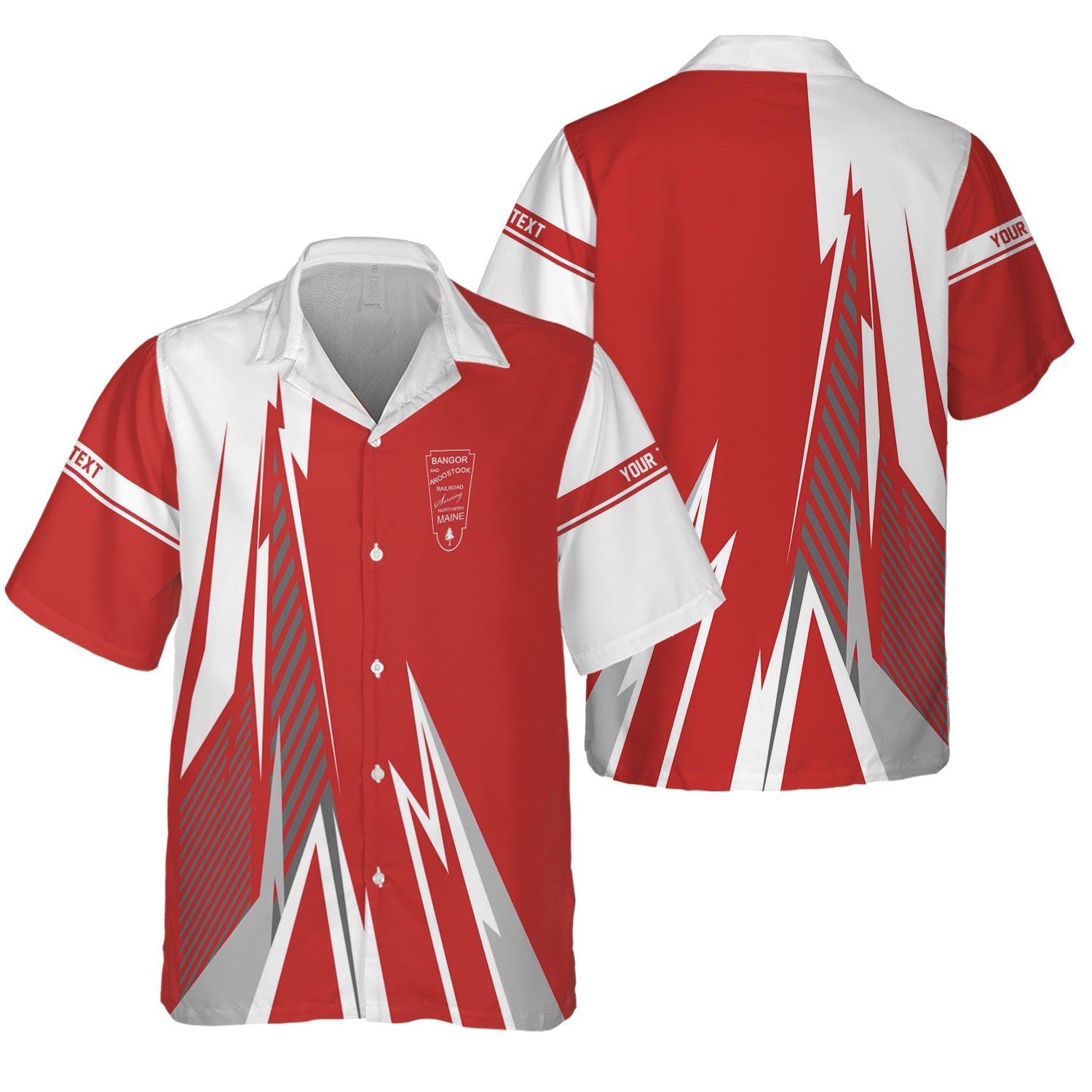 Railspirit Personalized Bangor And Aroostook Railroad Hawaiian Shirt Lightning-Inspired Railway Style Shirt For Train Lovers