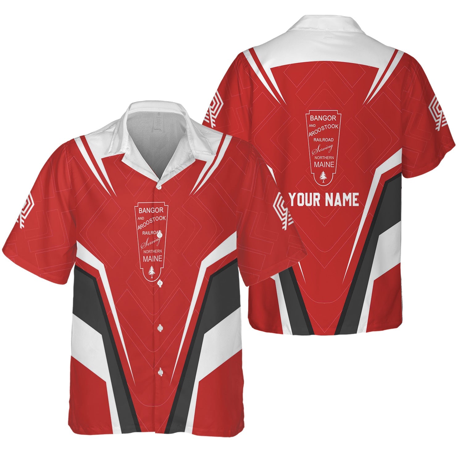 Railspirit Personalized Bangor And Aroostook Railroad Hawaiian Shirt Railway Inspired Apparel Train Shirt For Train Lovers